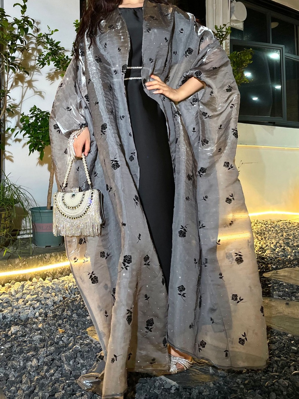 Jalabiya Women Arabic - Eid มุสลิม 2 ชิ้นชุดชุดสตรีชุดปาร์ตี้ดอกไม้เปิด Abayas Ramadan