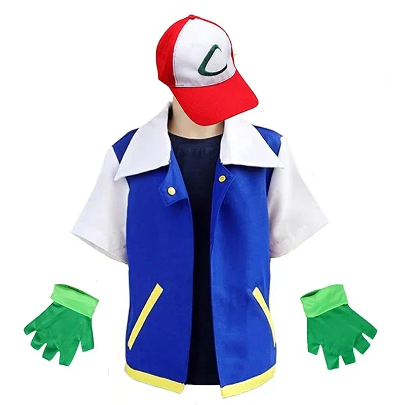 Haori Japanese Jacket - คอสเพลย์อะนิเมะ Ash Ketchum เสื้อผ้าผู้ชายเสื้อสีฟ้าเครื่องแต่งกายชายหญิงคอสเพลย์สําหรับ Carnival Party