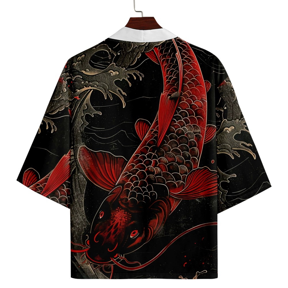 Haori Japanese Jacket - 2025 ผู้ชายและผู้หญิงญี่ปุ่นKimono Waveปลาคาร์พ 3Dพิมพ์รูปแบบแจ็คเก็ตญี่ปุ่นแบบดั้งเดิมเสื้อคลุมฮาโอริCardiganเสื้อลําลอง