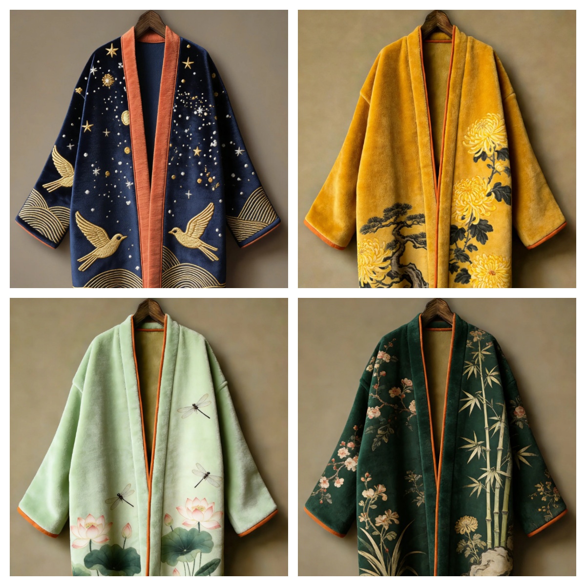 Haori Japanese Jacket - เสื้อคลุมคาร์ดิแกนสไตล์ญี่ปุ่น ยูกาตะ ฮาโอริ ผ้าฟลานเนลหนา ไซส์ใหญ่ สำหรับผู้ใหญ่