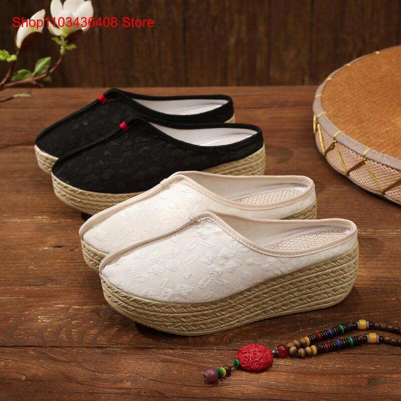 Ethnic Style - รองเท้าแตะสไตล์ใหม่ น้ำหนักเบา พื้นหนา สไตล์ชาติพันธุ์ แฟชั่นผู้หญิงสไตล์ชาติพันธุ์ รองเท้าผ้าอเนกประสงค์
