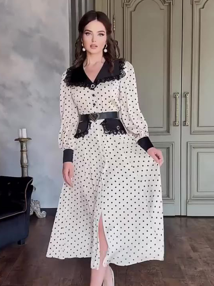 Jalabiya Women Arabic - Eid มุสลิม Vestidos ผู้หญิง Polka Dot