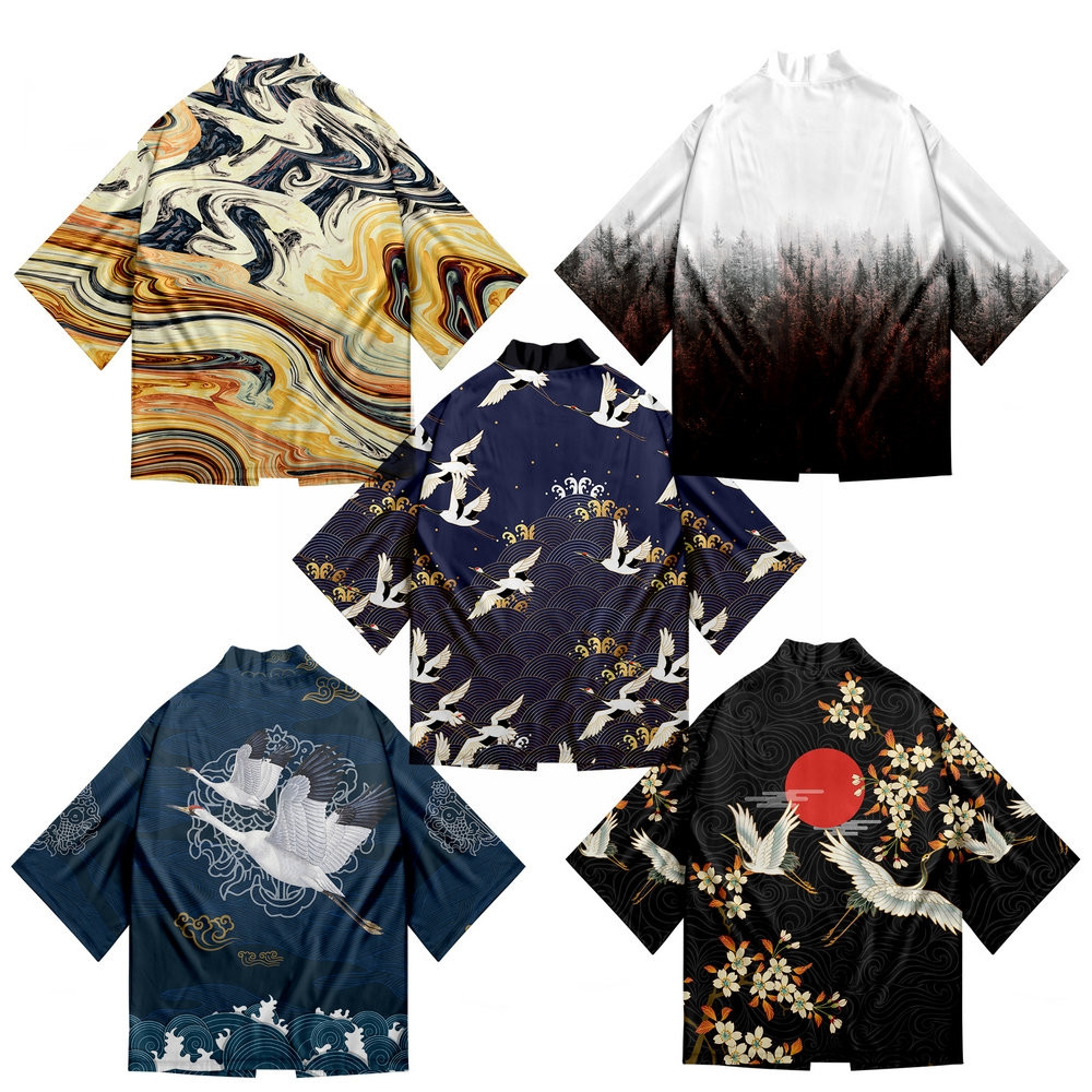 Haori Japanese Jacket - ชุดกิโมโนเด็กสไตล์ญี่ปุ่นโบราณสำหรับเด็กชายและเด็กหญิง เสื้อคลุมกิโมโนฮาโอริ แจ็คเก็ตคาร์ดิแกน เสื้อคลุมชายหาดสำหรับเด็ก