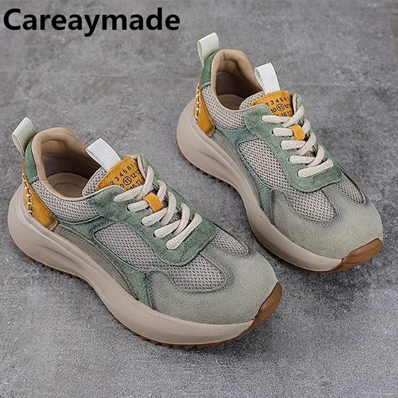 Ethnic Fabric - Careaymade-4cm Airตาข่ายหนังนิ่มวัวแท้หนังพื้นเมืองรองเท้าผู้หญิงนุ่มSoled Flats Loaferชาติพันธุ์รองเท้าแตะComfy