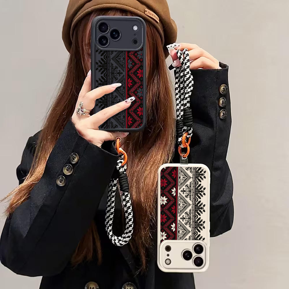 Ethnic Style - เคสโทรศัพท์มือถือสไตล์ชาติพันธุ์ยุโรป พร้อมสายคล้องข้อมือ สำหรับ iPhone 16 17