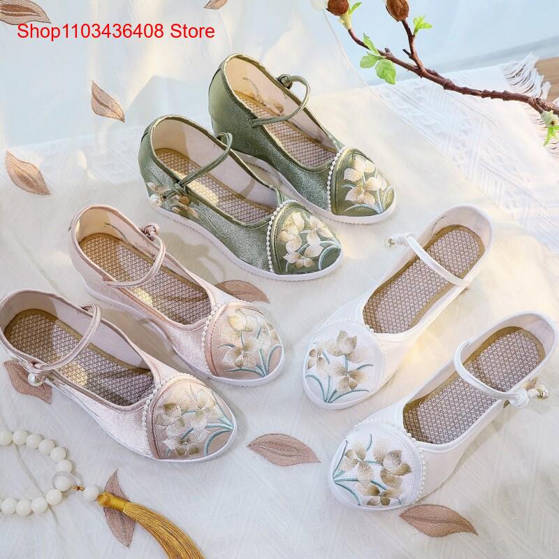รองเท้าผ้าเสริมส้นหนาแบบใหม่ น - Ethnic Style บทวิจารณ์และราคา