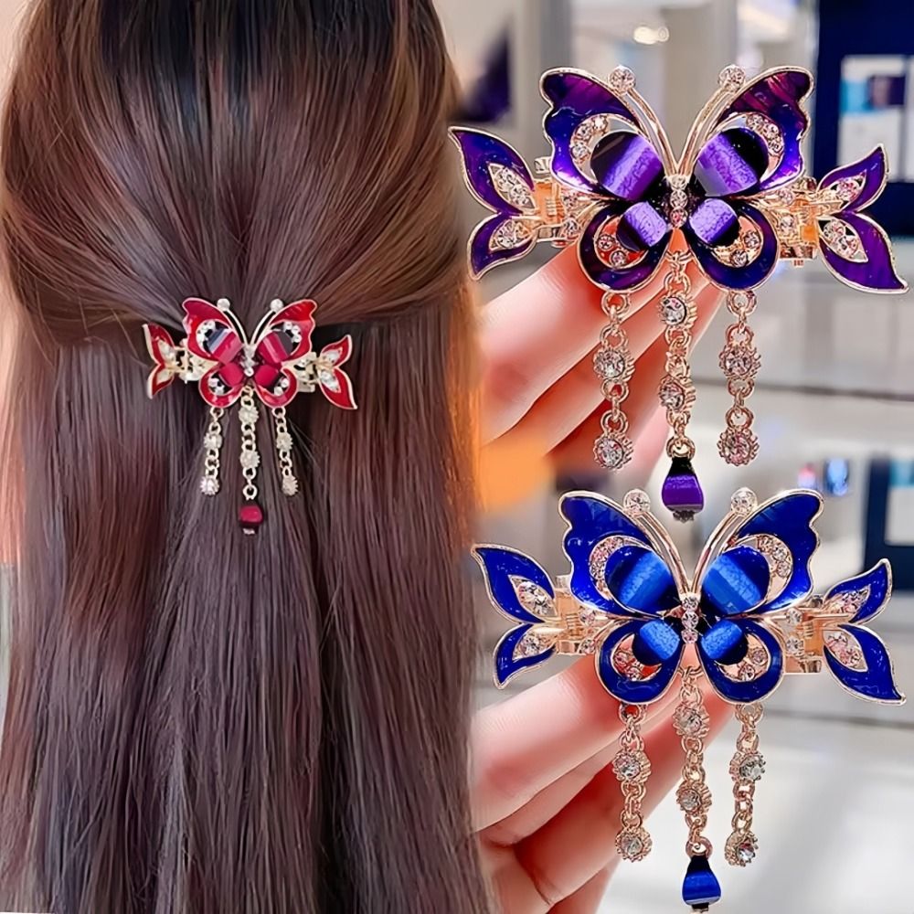 กิ๊บติดผมรูปผีเสื้อประดับเพชร  - Ethnic Fashion Designer บทวิจารณ์และราคา