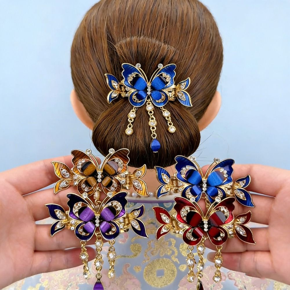 กิ๊บติดผมรูปผีเสื้อประดับเพชร  - Ethnic Fashion Designer บทวิจารณ์และราคา