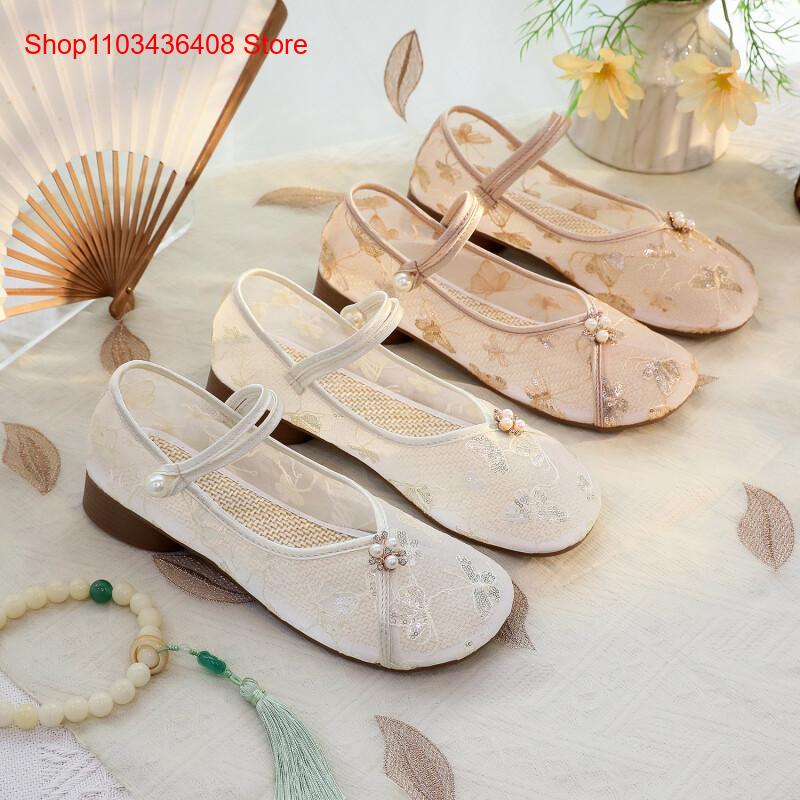 รองเท้าส้นเตี้ยตาข่ายแบบใหม่พร - Ethnic Style บทวิจารณ์และราคา