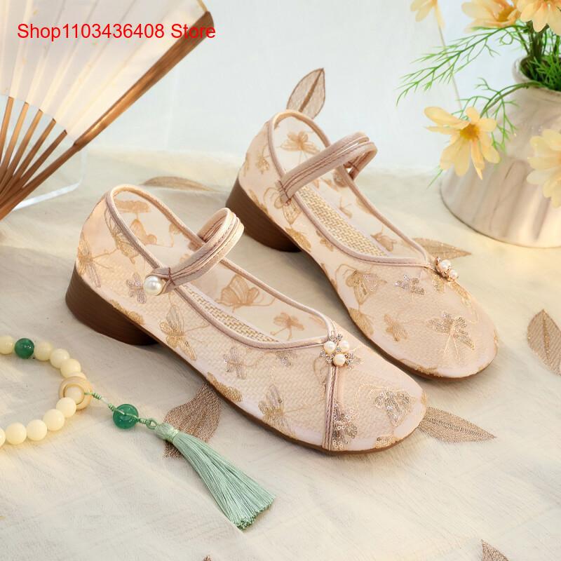 รองเท้าส้นเตี้ยตาข่ายแบบใหม่พร - Ethnic Style บทวิจารณ์และราคา