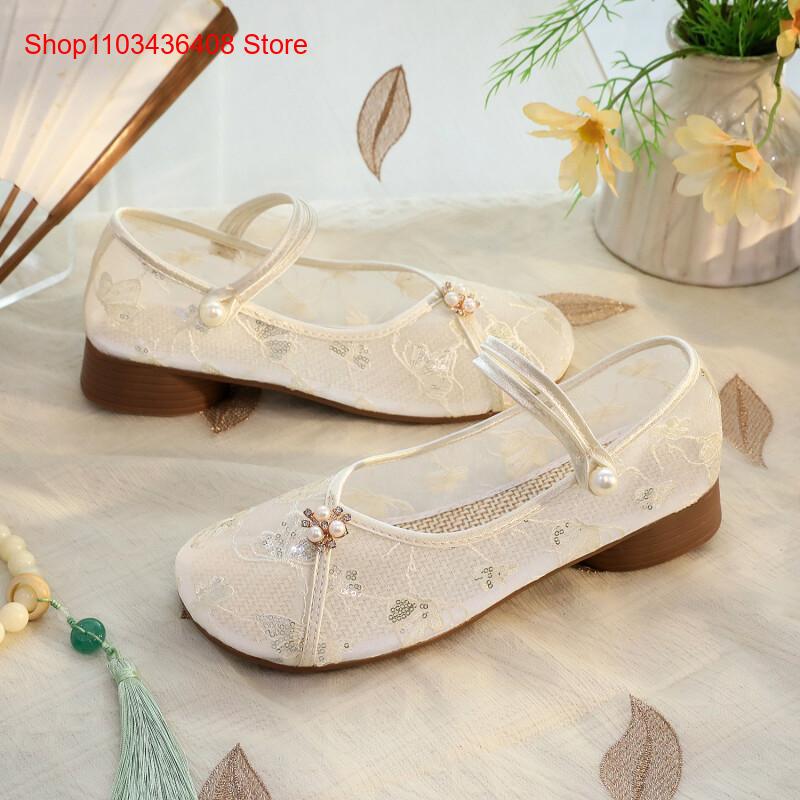 รองเท้าส้นเตี้ยตาข่ายแบบใหม่พร - Ethnic Style บทวิจารณ์และราคา