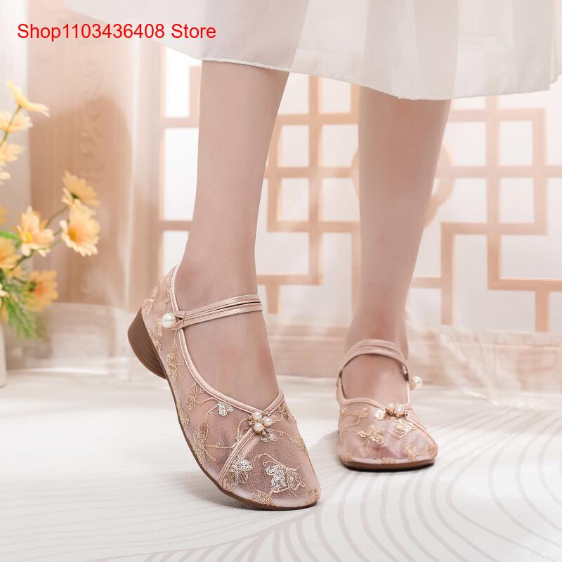 รองเท้าส้นเตี้ยตาข่ายแบบใหม่พร - Ethnic Style บทวิจารณ์และราคา