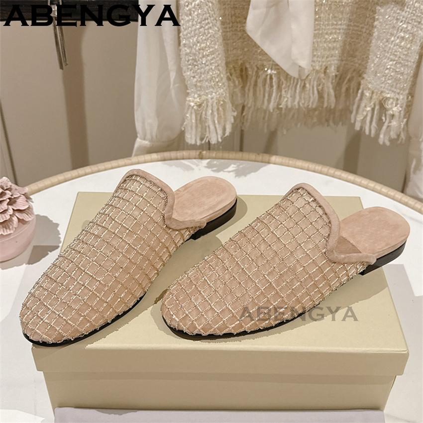รองเท้าสลิปเปอร์แบบสวมหัวมน ผ้ - Ethnic Fashion For Women บทวิจารณ์และราคา