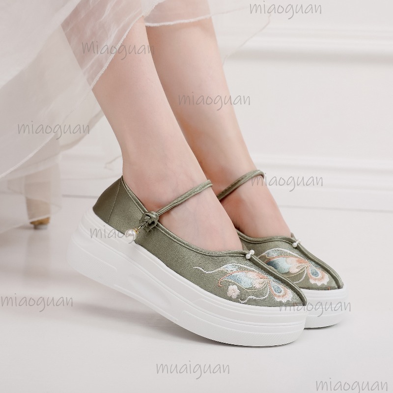 รองเท้าส้นหนาสไตล์จีนสำหรับผู้ - Ethnic Fabric บทวิจารณ์และราคา