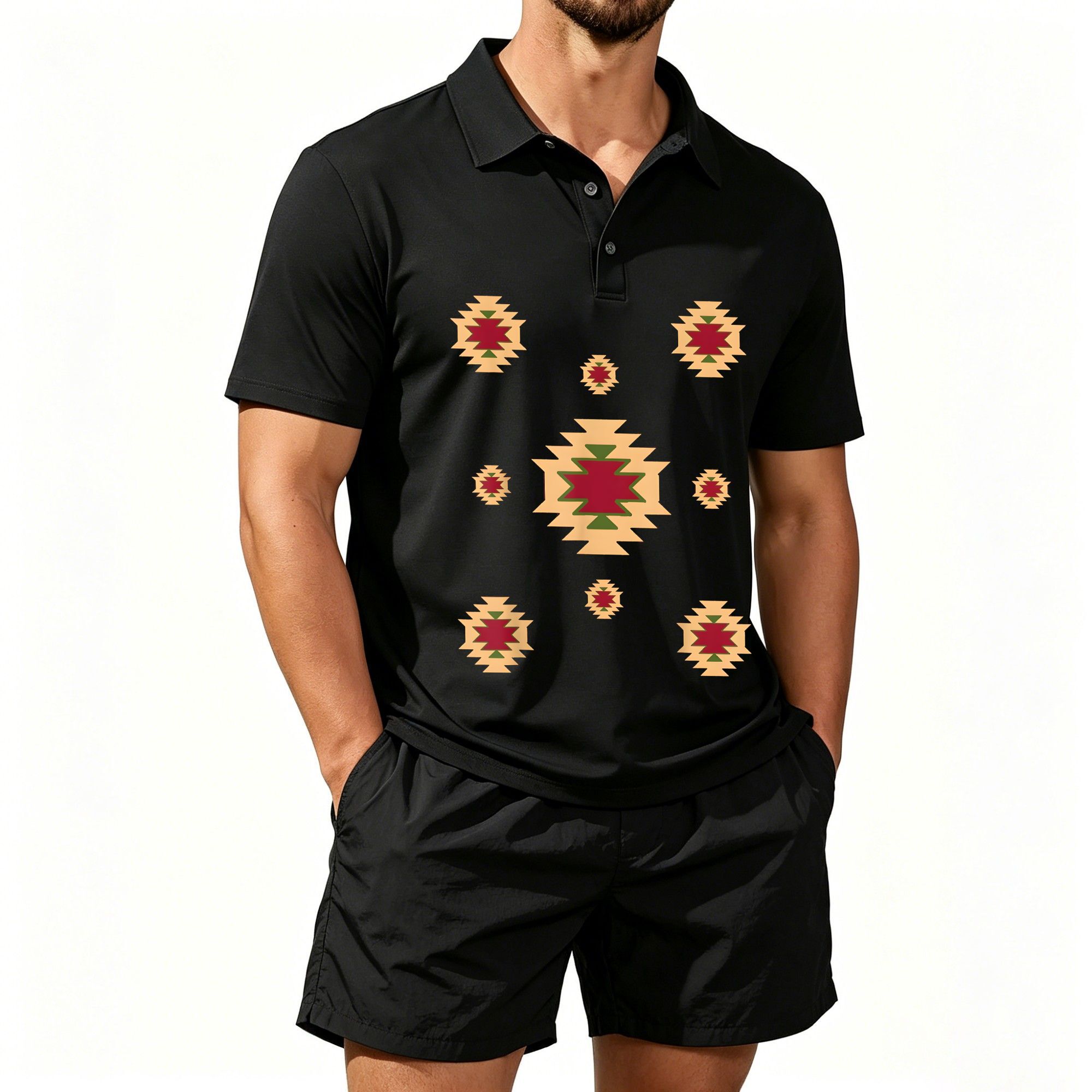 ชุดเสื้อโปโลแขนสั้นสำหรับผู้ชา - Ethnic Style บทวิจารณ์และราคา