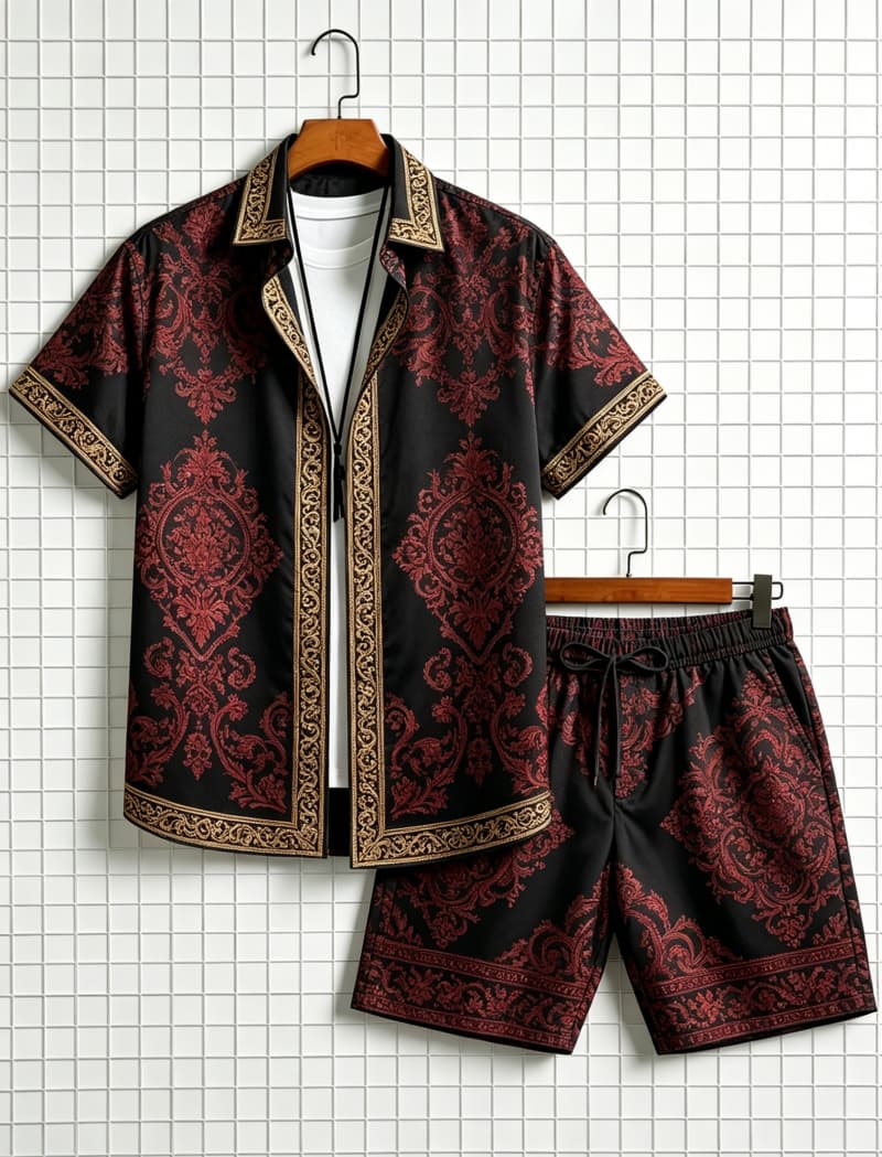 ชุดเสื้อเชิ้ตแขนสั้นและกางเกงข - Ethnic Style บทวิจารณ์และราคา
