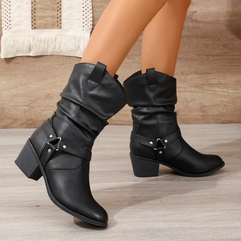 สตรีกลางลูกวัวรองเท้าบูท Retro - Ethnic Fashion For Women บทวิจารณ์และราคา