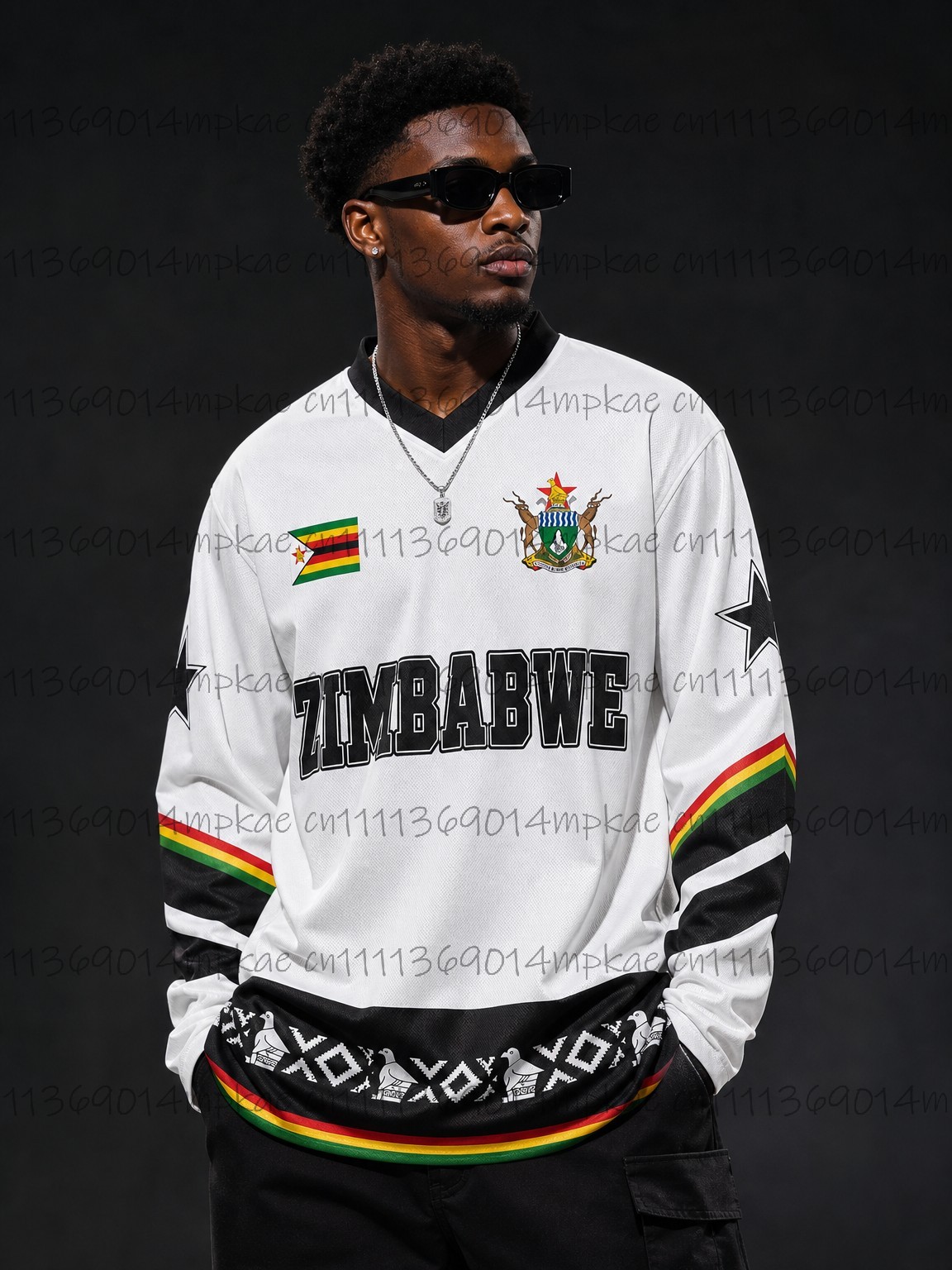 เสื้อยืดแขนยาวคอวีพิมพ์ลายสไตล - Ethnic Style บทวิจารณ์และราคา